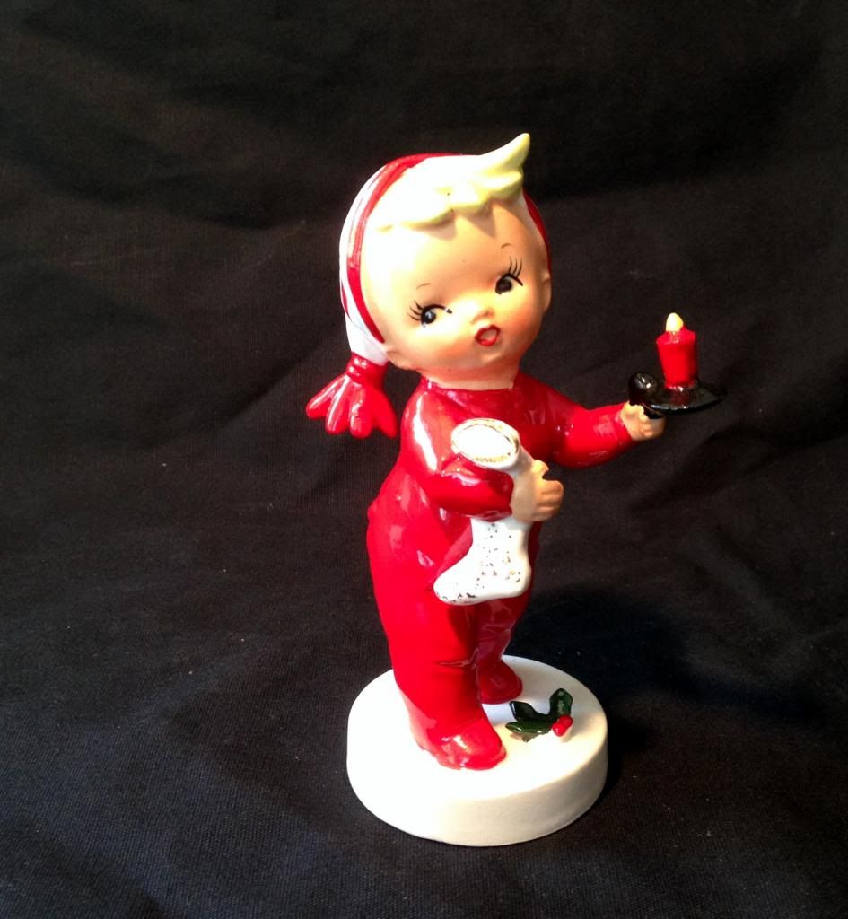 Details about VINTAGE 1957 NAPCO CHRISTMAS BOY W/CANDLE AND STOCKING ...