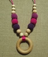 Pink and Purple Nursing, Teething, Babywearing Necklace