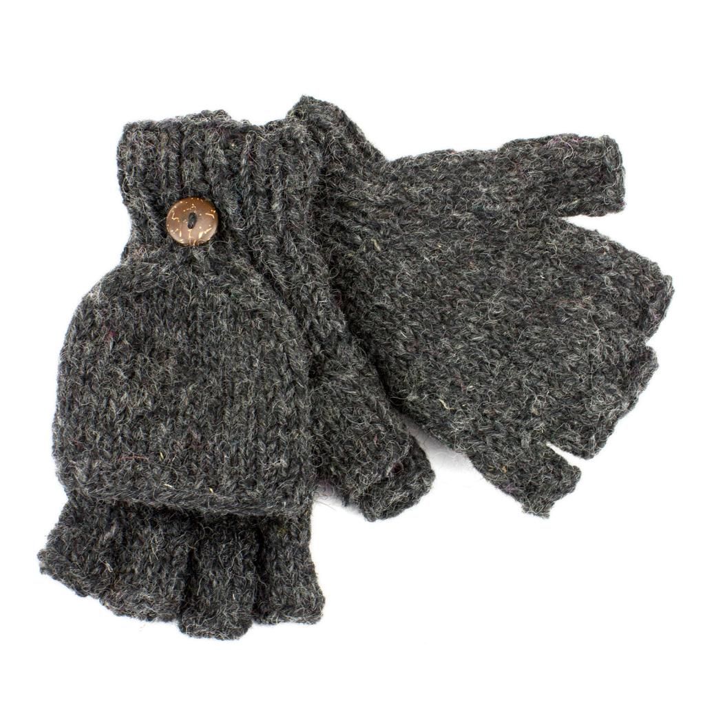 SHOOTER GLOVES MITTENS FLEECE LINED HANDMADE NEPAL WOOL KNIT FINGERLESS eBay