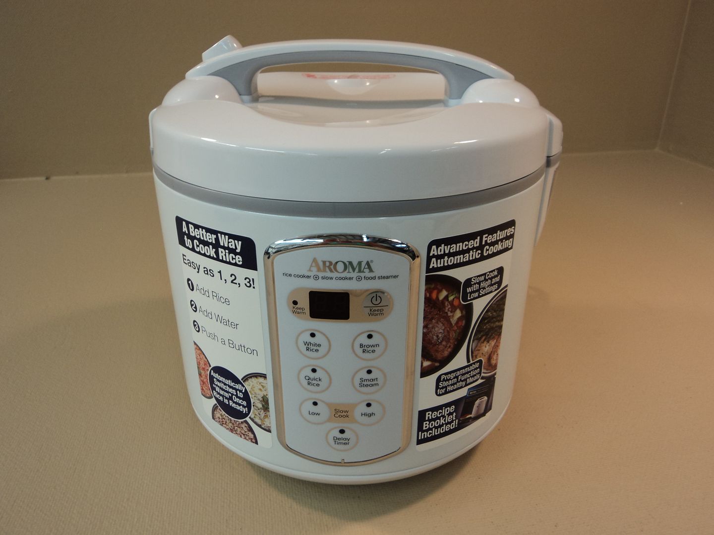 Aroma 20 Cup Rice Cooker Steamer Slow Cooker White ARC2000A eBay