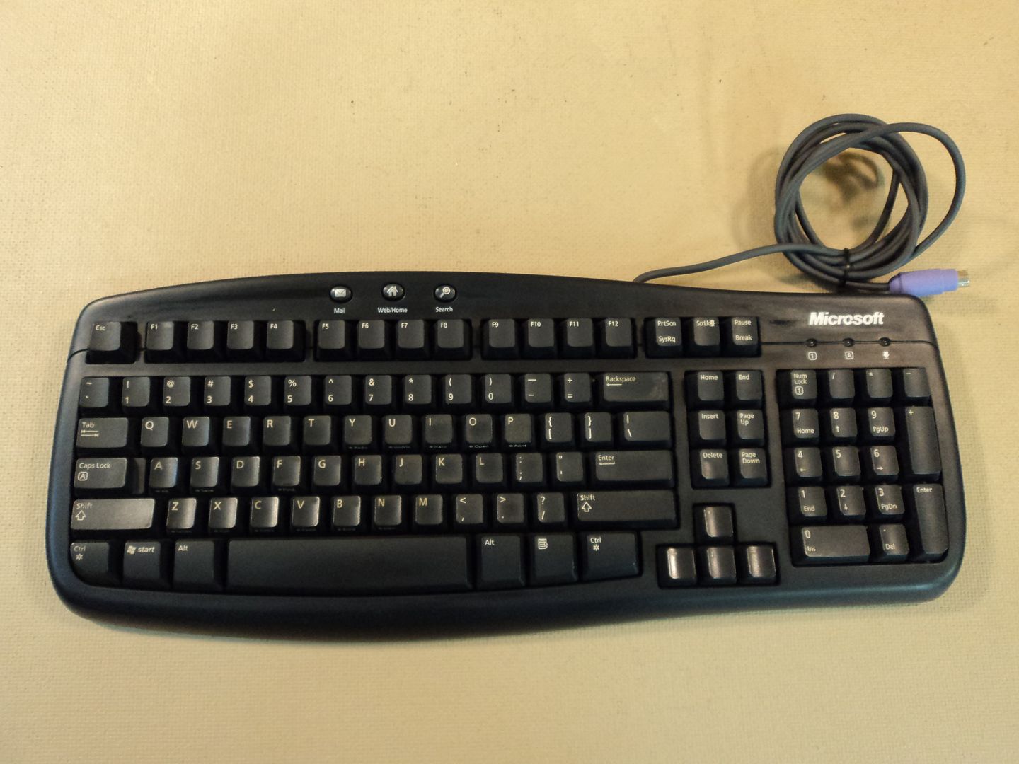 Microsoft Basic 1.0A Computer Keyboard PS2 Black PS/2 3 Hot Keys