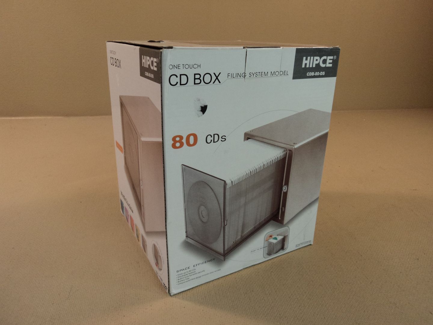 Hipce CD Box Filing System Model 80 CDs Dark Silver One Touch CDB-80-DS